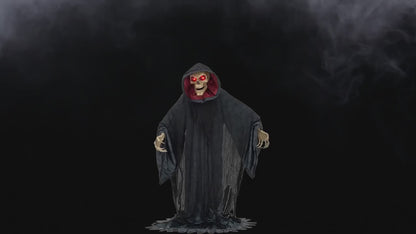 6 Ft. 9" Animated Light-Up Rising Skeleton Reaper in Hooded Cloak