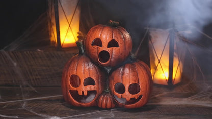 11 1/2" x 10 3/4" Light-Up Jack-O’-Lantern Trio