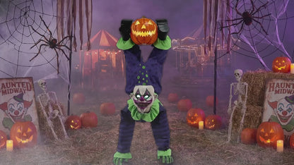 5 Ft. Animated Light-Up Upside-Down Clown with Jack-O'-Lantern