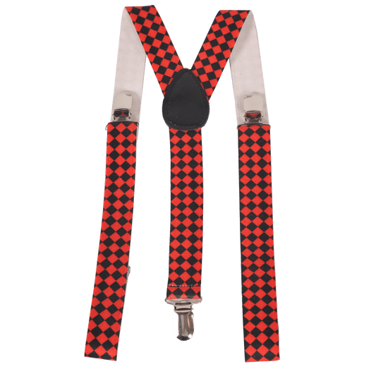 Red Checkerboard Suspenders - Wide