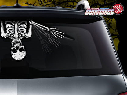 Skully the Waving Dead Skeleton WiperTag with window decal, product photo 2 of 4