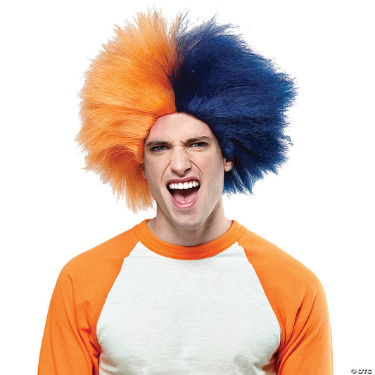 NAVY BLUE AND ORANGE SPORTS WIG