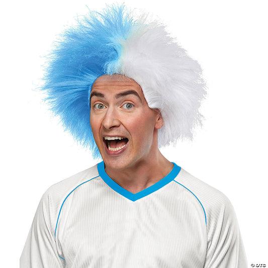 LIGHT BLUE AND WHITE SPORTS WIG