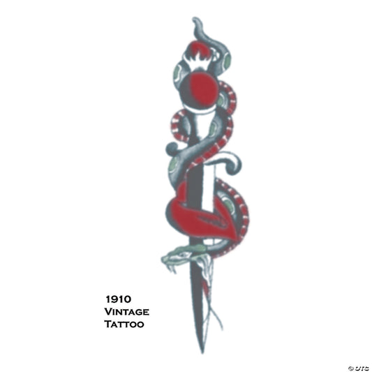TATTOO VINTAGE SNAKE WITH DAGGER