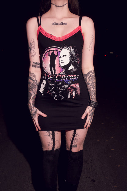 The Crow Pink Lace Strap Dress