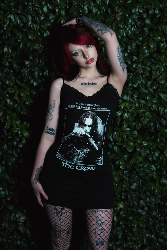The Crow Black Lace Strap Dress