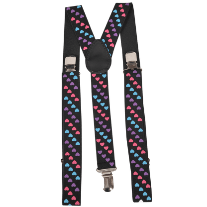 Tri Colored Heart Suspenders