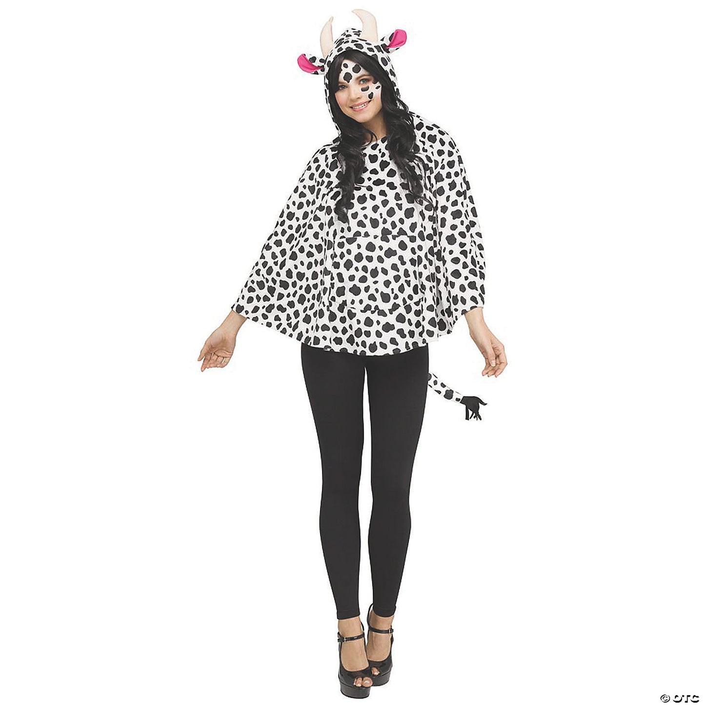 PONCHO COW HOODED COSTUME ADULT