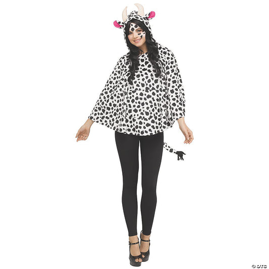 PONCHO COW HOODED COSTUME ADULT