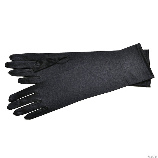 SATIN GLOVES-BLACK