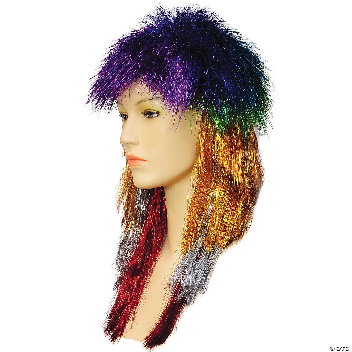 LONG TINSEL PUNK WIG-RAINBOW