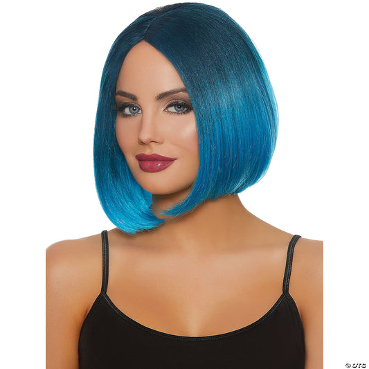 BRIGHT BLUE OMBRE BOB WIG