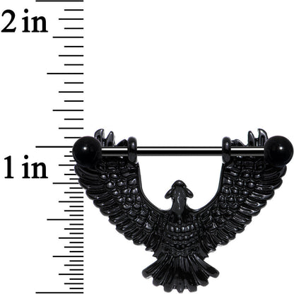 14G 1 1/16 Black Birdseye View Soaring Eagle Nipple Shield Set